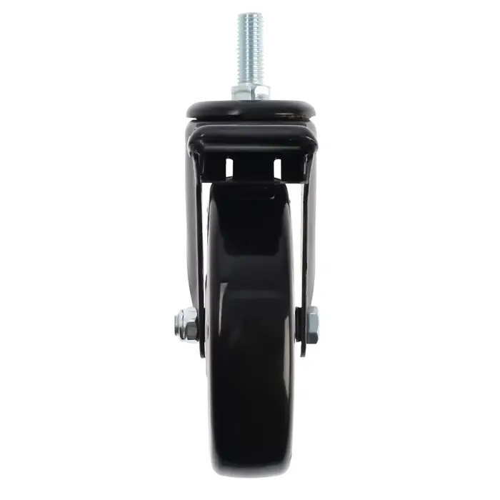 Колесо мебельное ТУНДРА, d=125 мм, поворотное, с футоркой 12&times;30 мм, с тормозом, черное