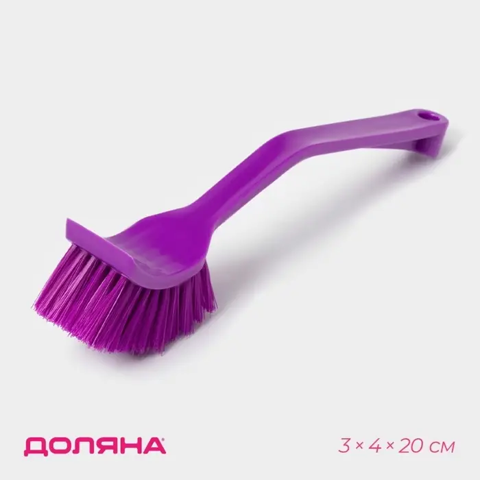 Щётка для посуды с изогнутой ручкой Доляна, 3×4×20 см, МИКС Щётка для посуды с изогнутой ручкой Доляна, 3×4×20 см, МИКС
