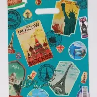 Пакет "Путешествие, полиэтиленовый с вырубной ручкой 30х40 см, 60 мкм Пакет "Путешествие, полиэтиленовый с вырубной ручкой 30х40 см, 60 мкм