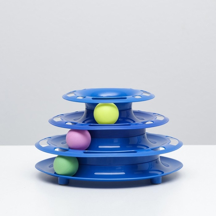 Игровой комплекс  Игровой комплекс "Пирамида" для кошек с 3 шариками,15 x 24 x 13,2 см, синий