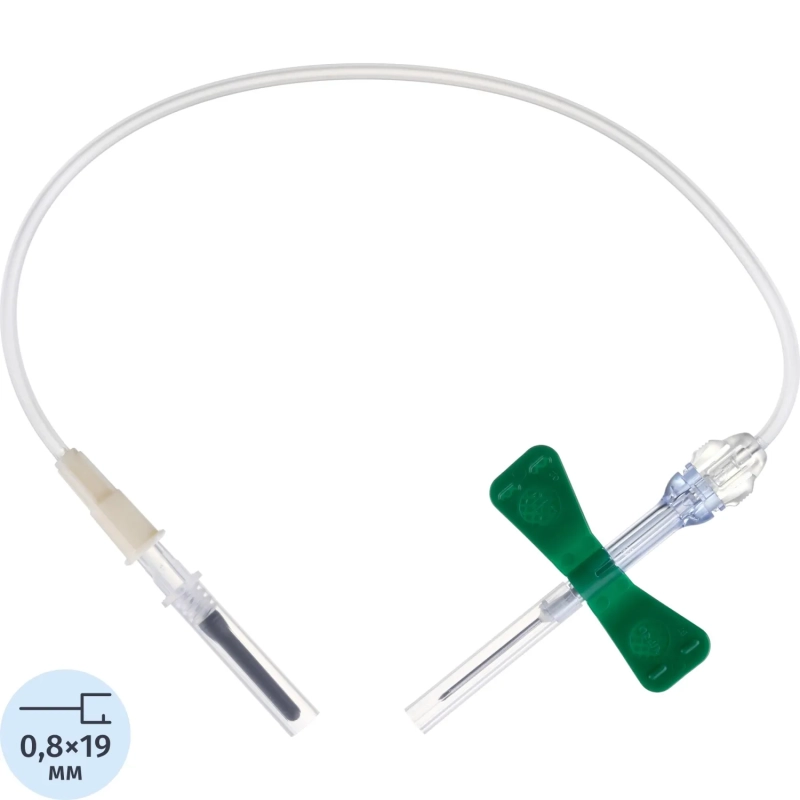 Игла-бабочка 21G 19см зел. с луер-адапт. VACUETTE Safety 450081V1 90шт/уп