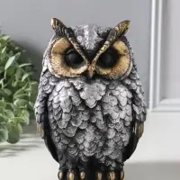 Копилка для денег &laquo;Филин Филя&raquo;, гипс, 13&times;13&times;20 см, серебро с бронзой