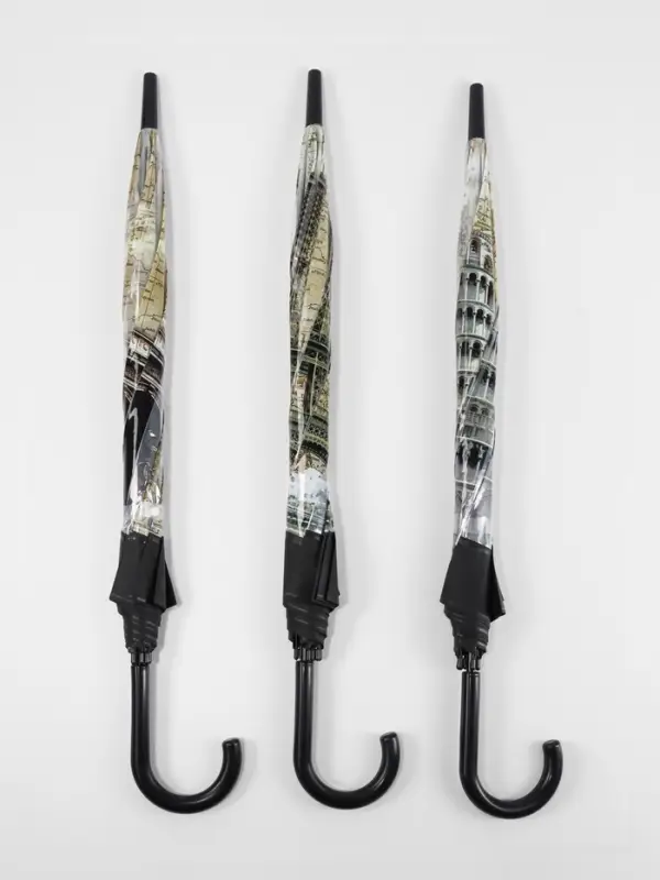 Зонт - трость полуавтоматический &laquo;Башни&raquo;, 8 спиц, R=42/60 см, d=84 см, МИКС