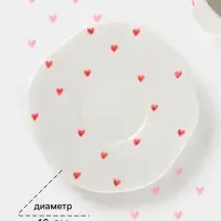 Чайная пара Доляна &laquo;Любовь&raquo;, чашка 320 мл, блюдце d=16 см, ручная роспись, керамика, белая