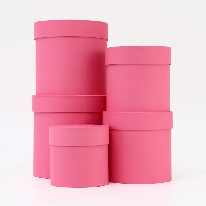 Набор шляпных коробок 5 в 1, розовый, 20&times;20 - 13&times;13 см
