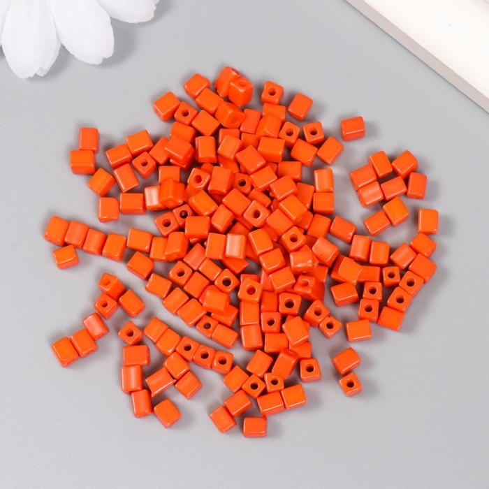 Бисер кубический стекло 4х4 мм  Бисер кубический стекло 4х4 мм "Яркость. Апельсин" набор 20 гр