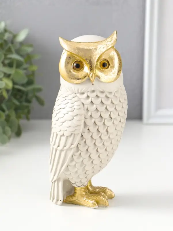 Сувенир полистоун "Серый филин" с золотом 7х7х17,5 см