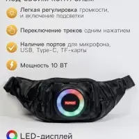 Портативная колонка - сумка LAB-85, 10 Вт, 2500 мАч, с подсветкой, поддержка карты памяти, чёрная