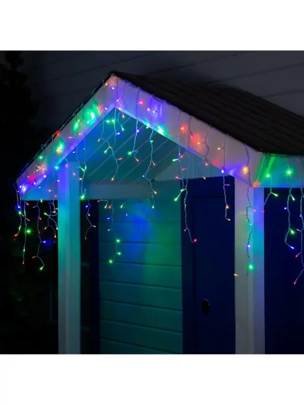 Гирлянда &laquo;Бахрома&raquo; 3&times;0.6 м, IP44, УМС, прозрачная нить, 160 LED, свечение мульти, 220 В