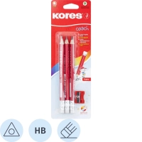 Карандаш чернографитный KORES JUMBO трехгран,HB 3шт+точилка+ластик