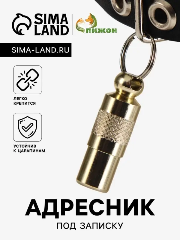 Адресник-капсула под записку, 0.9&times;2.75 см, фасовка 6 шт., металл, цвет МИКС