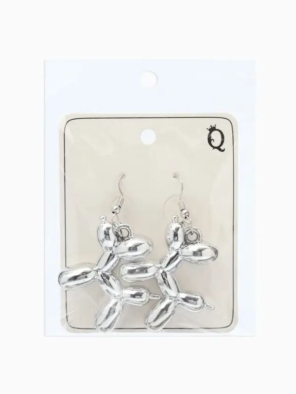 Серьги металл &laquo;Собачка&raquo;, из воздушного шара, цвет серебро