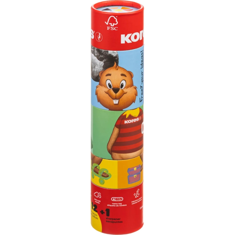 Карандаши цветные KOLORES трехгр. JUMBO 12шт/наб,точилка,карт.тубус 93515