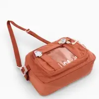 Сумка молодёжная на молнии, со значками, 23&times;5.5&times;16 см, рыжая