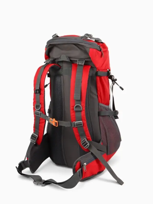 Рюкзак тур 65+5л, 30*20*53, отдел на шнурке, 5нар+2вн кармана, цвет красный