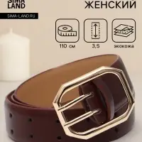Ремень женский, 3.5&times;110 см, 2 прокола, без винта, золотистая пряжка, коричневый