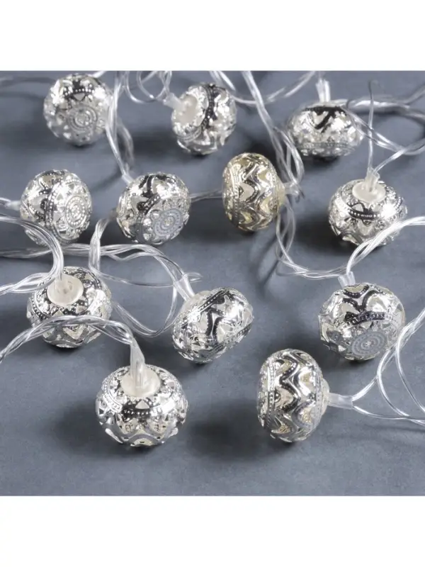Гирлянда &laquo;Нить&raquo; 4 м с насадками &laquo;Шарик с орнаментом&raquo;, IP20, прозрачная нить, 20 LED, свечение белое, 8 режимов, 220 В