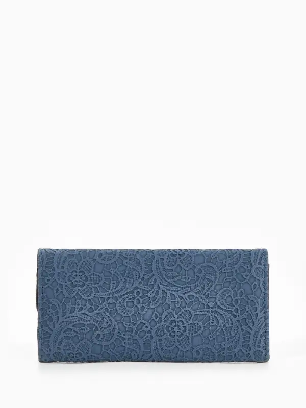 Кошелёк женский на магните, 19.5&times;2.5&times;9 см, с цветочным узором, тёмно-синий