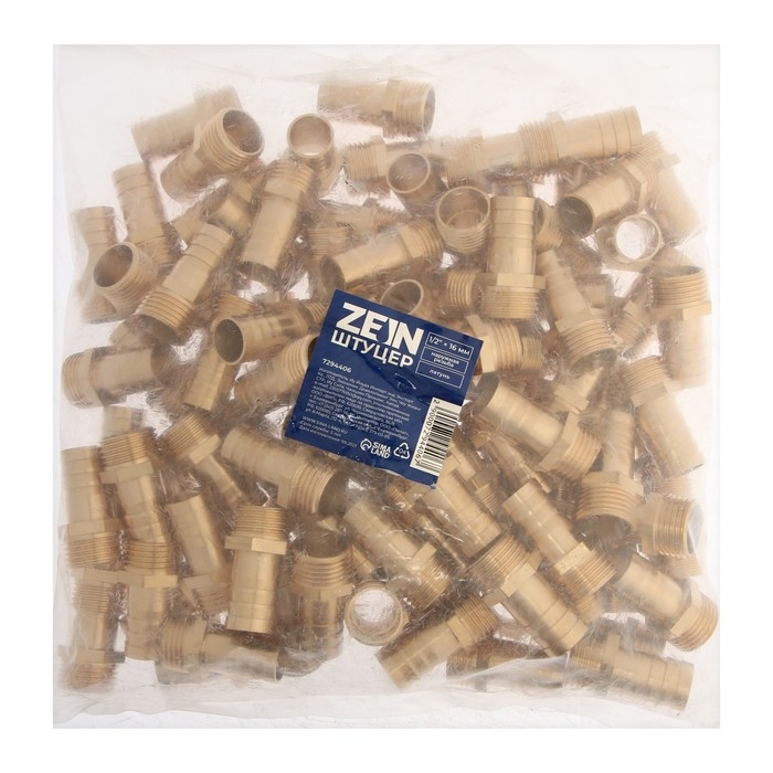 Штуцер ZEIN, 1/2 Штуцер ZEIN, 1/2" х 16 мм наружная резьба, латунь, фасовка 100 шт.