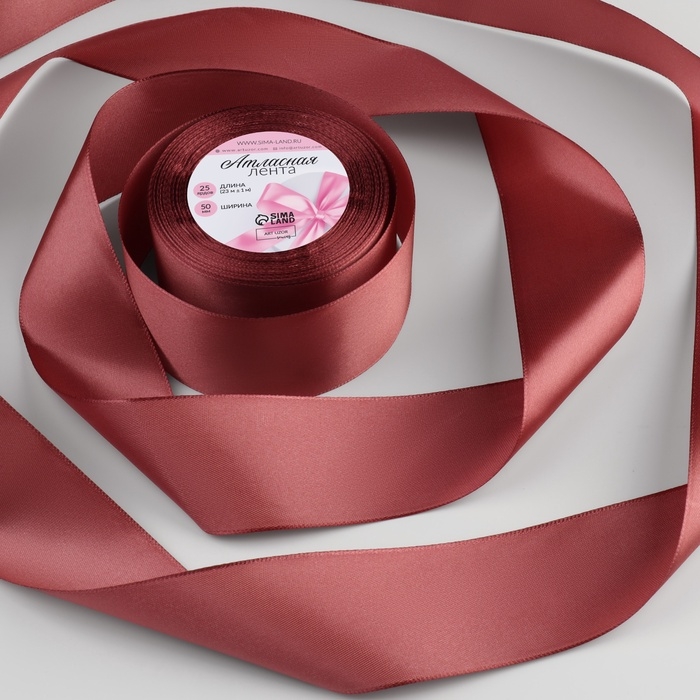 Лента атласная, 50 мм × 23 ± 1 м, цвет розовый антик №102 Лента атласная, 50 мм × 23 ± 1 м, цвет розовый антик №102