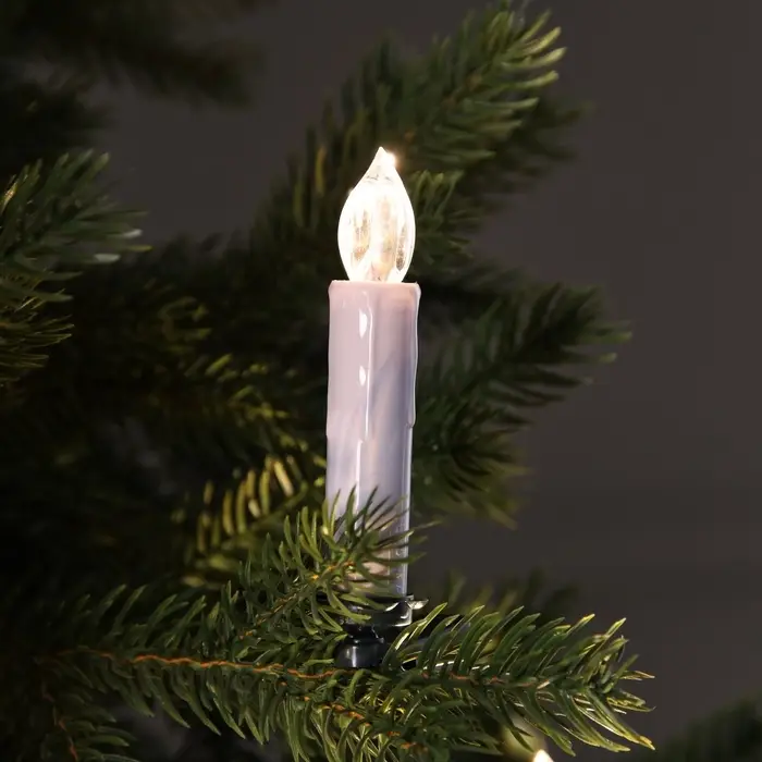 Светодиодные свечи на прищепках 10 см, 10 штук, от батареек ААх1, пульт ДУ, свечение тёплое белое