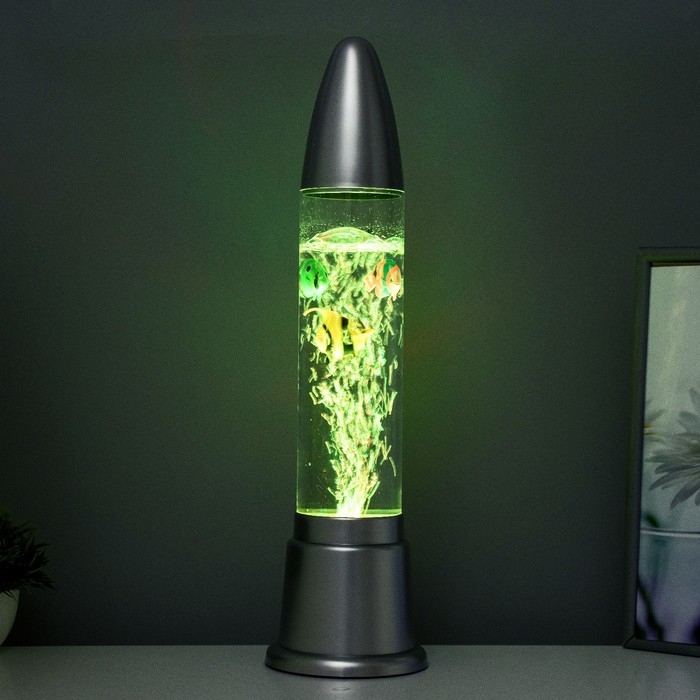 Светильник  Светильник "Аквариум" LED RGB, лава, серебро 12x12x50 см