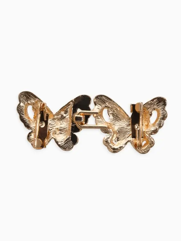 Зажим для кардигана Зажим для кардигана "Ажур", бабочка, искра, цвет белый в золоте