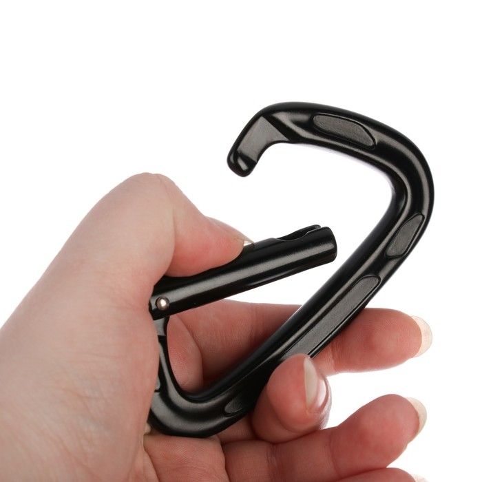 Карабин с защелкой, 10х6 см, 22 KN, чёрный Карабин с защелкой, 10х6 см, 22 KN, чёрный