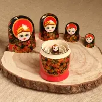 Матрёшка дерево &laquo;Рябинка&raquo;, чёрный платок, 5 кукольная, 18 см