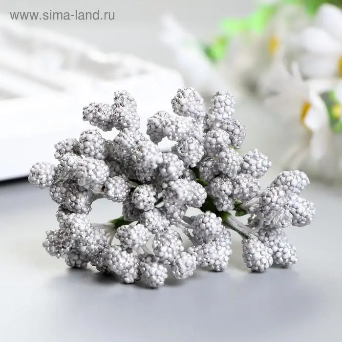 Декор веточка Декор веточка " Шишечки золото/серебро" (набор-букет 12 веточек) 9 см