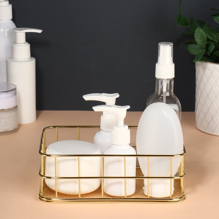 Органайзер для хранения косметических принадлежностей «РАФАЭЛЬ», 17 × 12 × 6 см, цвет золотистый