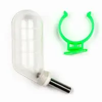 Поилка для грызунов, 60 мл, 12&times;4 см, с металлическим носиком, прозрачная, зелёное крепление