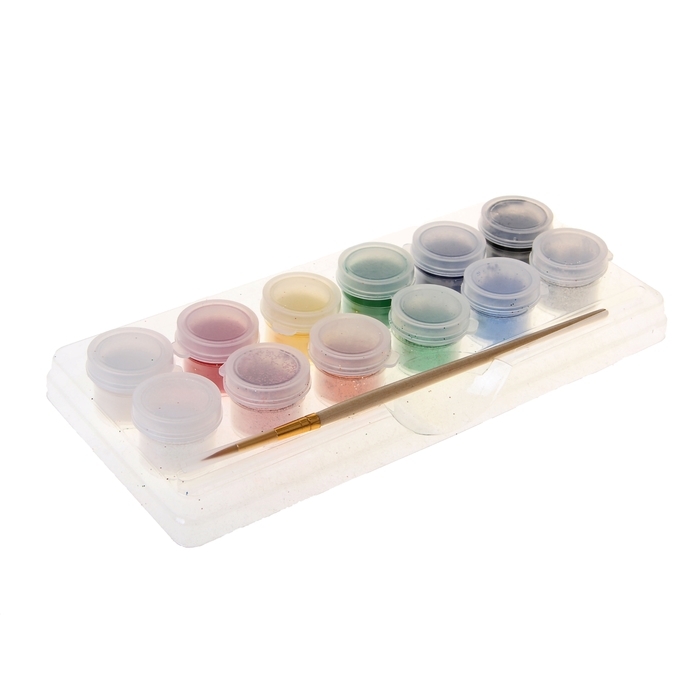 Краска для лица и тела «Аква-Колор», 3 мл, блёстки, кисть, набор 6 цветов Краска для лица и тела «Аква-Колор», 3 мл, блёстки, кисть, набор 6 цветов