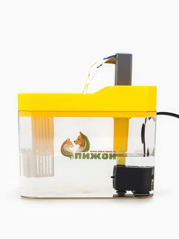 Фонтан для кошек и собак 1,5 л, 16,5 х 11,5 х 12 см, евророзетка, жёлтый Фонтан для кошек и собак 1,5 л, 16,5 х 11,5 х 12 см, евророзетка, жёлтый