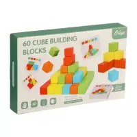Детский набор деревянные кубики, цветные, 60 штук