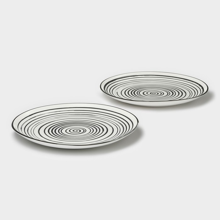 Набор тарелок обеденных фарфоровых Magistro Hypnose, 25,7×2,5 см, 2 шт Набор тарелок обеденных фарфоровых Magistro Hypnose, 25,7×2,5 см, 2 шт