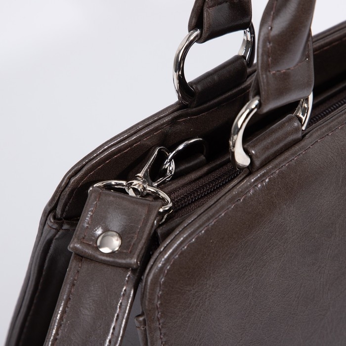 Сумка-тоут El Masta на молнии, наружный карман, длинный ремень, цвет тёмно-коричневый Сумка-тоут El Masta на молнии, наружный карман, длинный ремень, цвет тёмно-коричневый