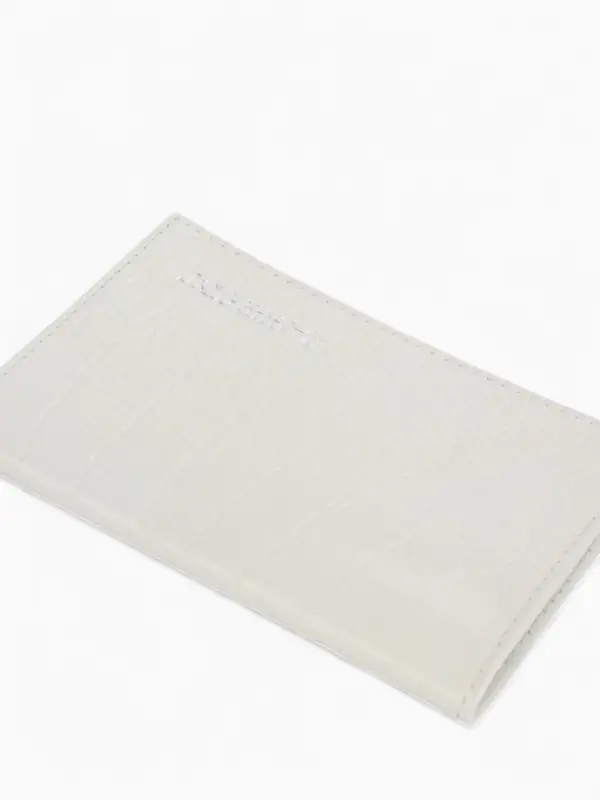 Обложка для паспорта, тиснение фольгой, натуральная кожа, крокодил, белый