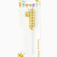 Свеча для торта &laquo;Элемент&raquo;, цифра "1" золотая