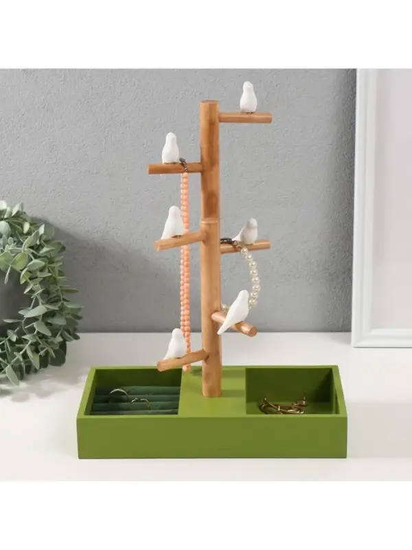 Подставка для украшений &laquo;Птички на дереве&raquo;, зелёный, 24&times;12&times;32 см