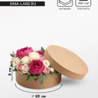 Коробка круглая подарочная крафт, 20&times;8 см