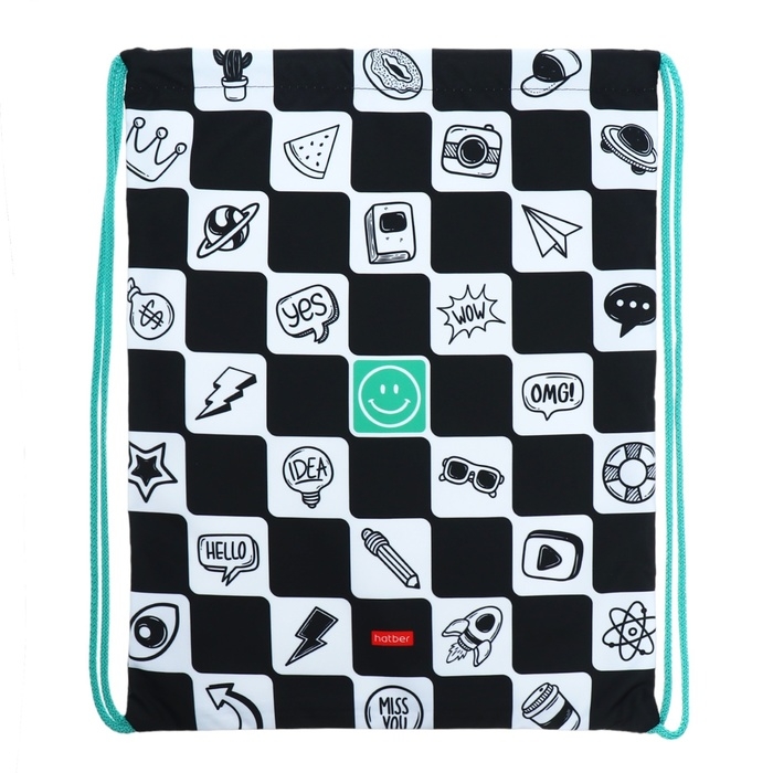 Мешок для обуви, 420 х 330 мм, Hatber  Мешок для обуви, 420 х 330 мм, Hatber "Смайлики"