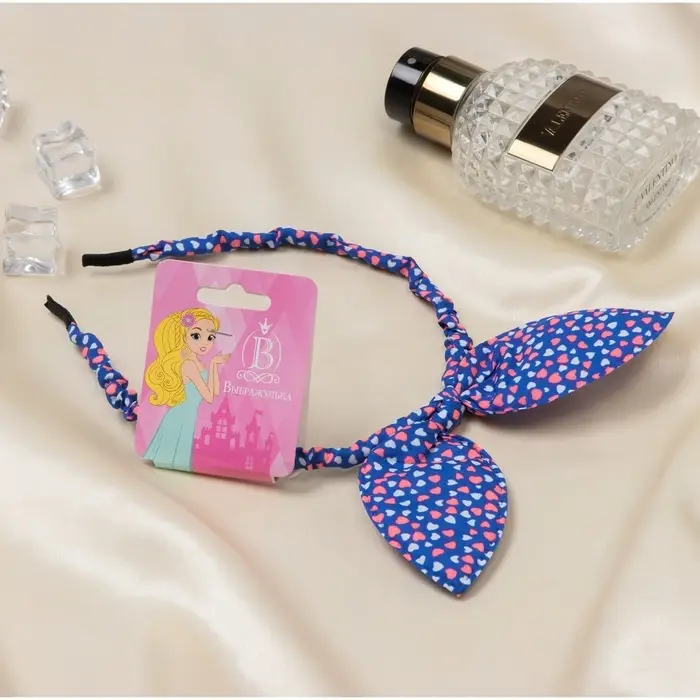 Ободок для волос «Веселые ушки», сердечки, синий Ободок для волос «Веселые ушки», сердечки, синий