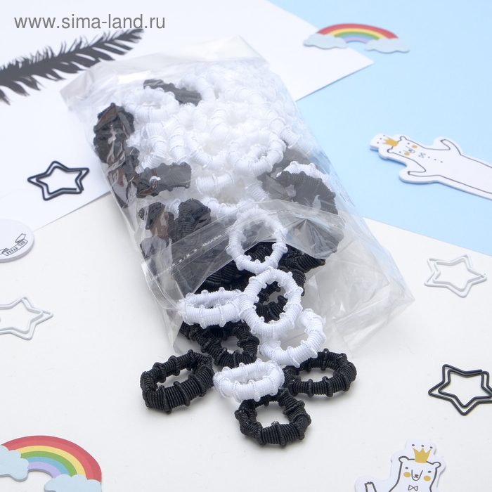 Резинка для волос Резинка для волос "Махрушка" (набор 100 шт) классика, 3 см, чёрно-белый