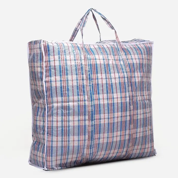 Сумка хозяйственная на молнии, 82 л, в клетку