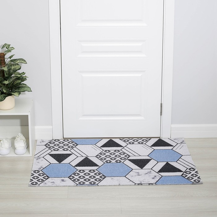 Коврик придверный грязезащитный Доляна «Геометрия», вырезной, 80×120 см Коврик придверный грязезащитный Доляна «Геометрия», вырезной, 80×120 см