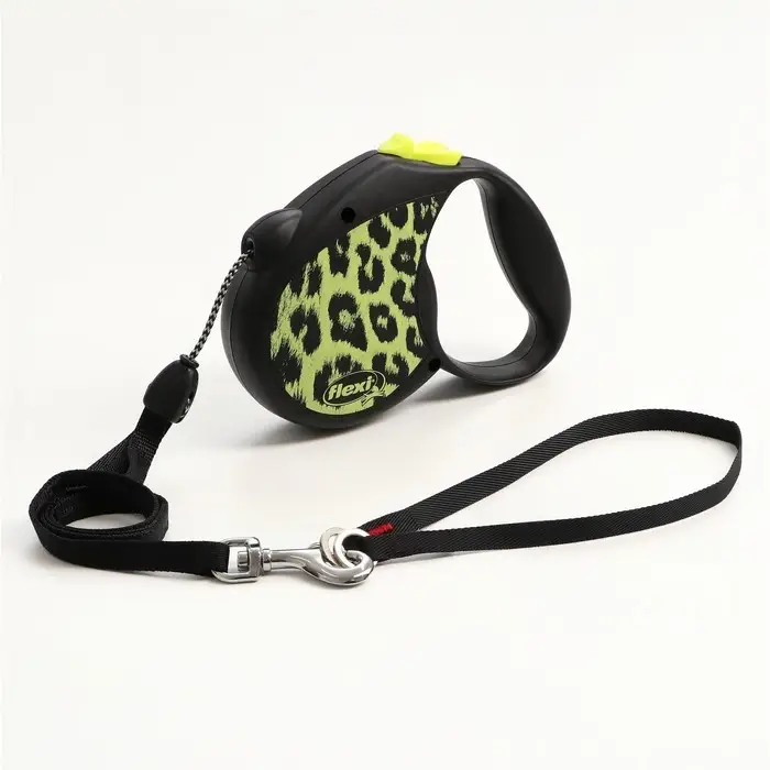 Рулетка Flexi Safari M, 5 м, трос, до 20 кг, желтый леопард (yellow Leopard)
