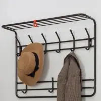 Вешалка настенная с полкой, 9 крючков, 2 яруса, 73&times;22&times;58 см, коричневая