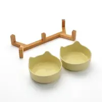 Набор мисок на подставке, 2&times;350 мл. 12.5&times;6/7.3 см, подставка 27&times;12.5&times;4, керамика