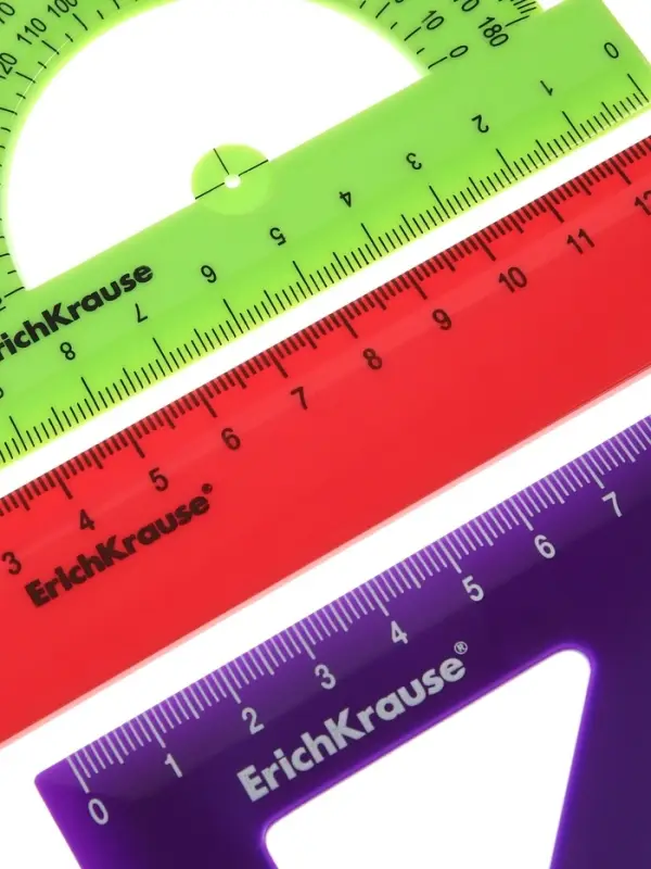 Набор геометрический малый ErichKrause Reef: линейка, угольник, транспортир, МИКС